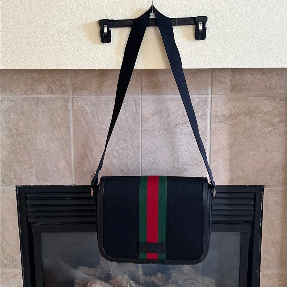🖤 AUTHENTIC GUCCI Techno Canvas Web Messenger Bag – Black 🖤
